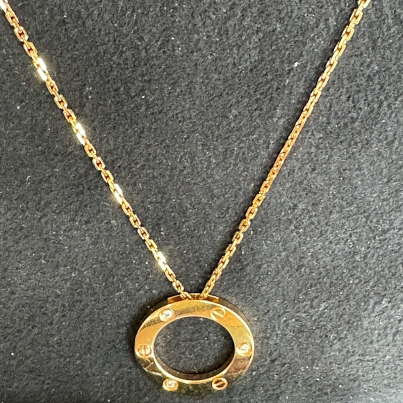 ‼️SOLD‼️ Cartier Love Necklace, 3 Diamonds, RG Inc Authenticity Card/Box/Receipt - Picture 5 of 16